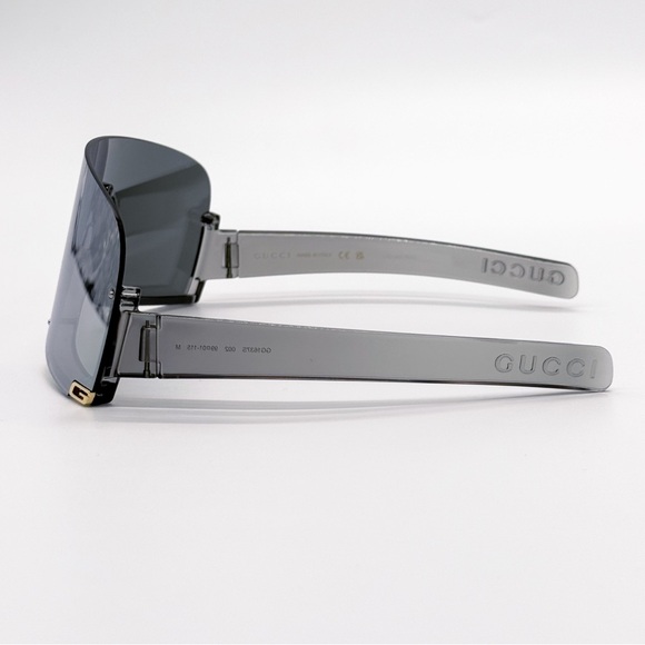 NEW GUCCI SILVER UNISEX MASK SUNGLASSES, GUCCI SHIELD EYEWEAR - Picture 8 of 12